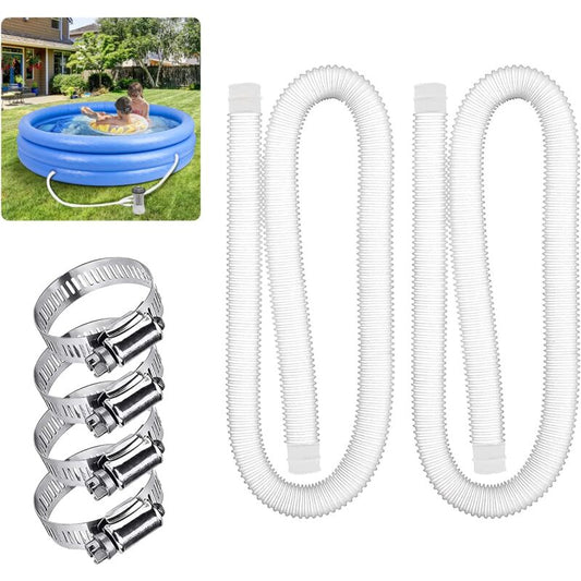 1.25" Diameter Pool Replacement Hose For Above Ground Pools, Pool Hose With Metal Clamp For Intex Filter Pump V1188-MS-227-1472