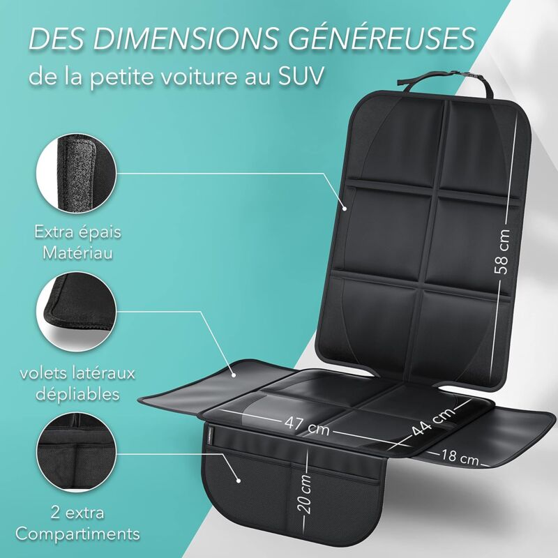 Car Seat Protector - For Car Seat - Premium Rear Seat Protector For Children - Isofix Compatible (Black) V1188-MS-227-1473