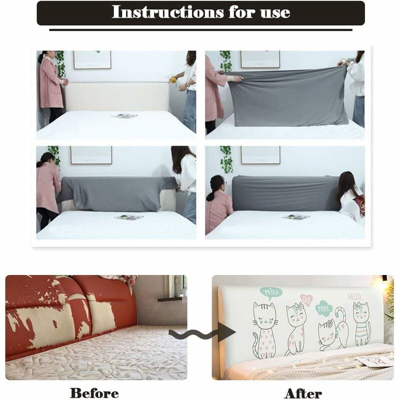 Headboard Covers, Stretch Printing Dustproof Bed Headboard Cover Dustproof Protector For Headboard, Modern V1188-MS-227-1482