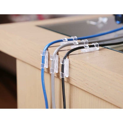 60 Pack Clear Cable Clips, Strong Self-Adhesive Cable Holder, Durable Plastic Cord Management Organizer V1188-MS-227-1485