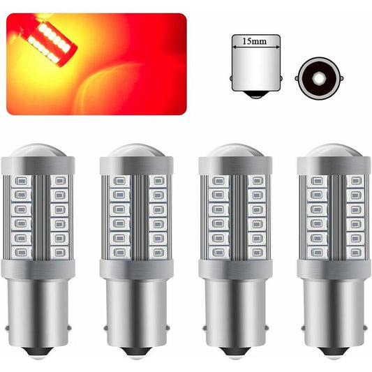 4 X 1156Ba15S LED Bulb Red Super Bright 6000K 5630 33 Smd Backup Light Parking Reverse Position Rear Fog V1188-MS-227-1488