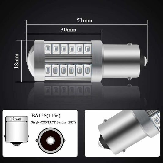 4 X 1156Ba15S LED Bulb Red Super Bright 6000K 5630 33 Smd Backup Light Parking Reverse Position Rear Fog V1188-MS-227-1488