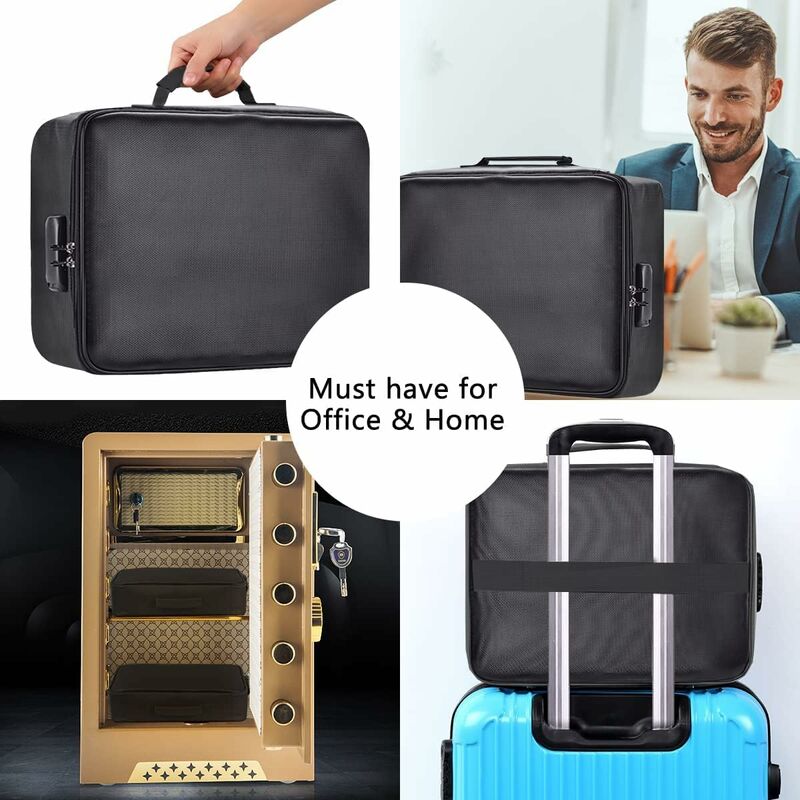 Fireproof Document Bag With Lock - Waterproof Storage Bag For Home, Office, Travel V1188-MS-227-1497