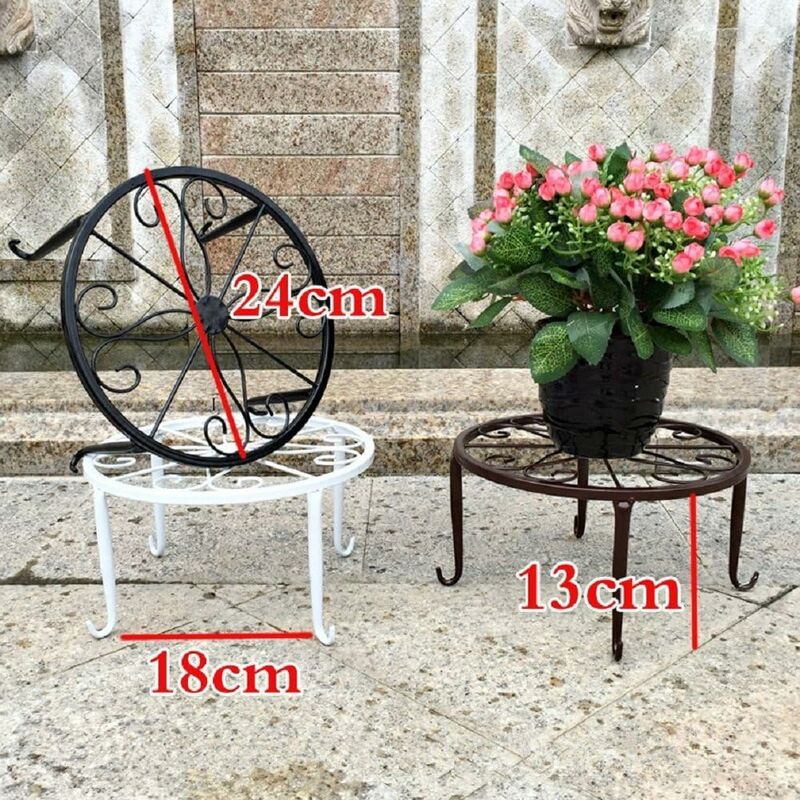 9" Rust Resistant Wrought Iron Metal Plant Pot Stand White V1188-MS-227-1502