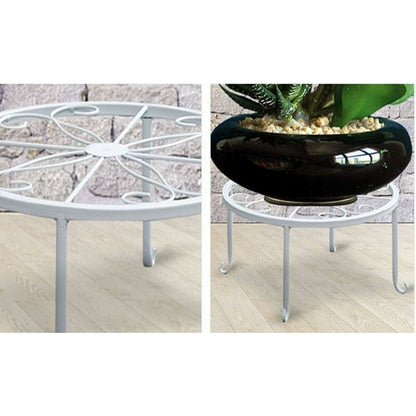9" Rust Resistant Wrought Iron Metal Plant Pot Stand White V1188-MS-227-1502