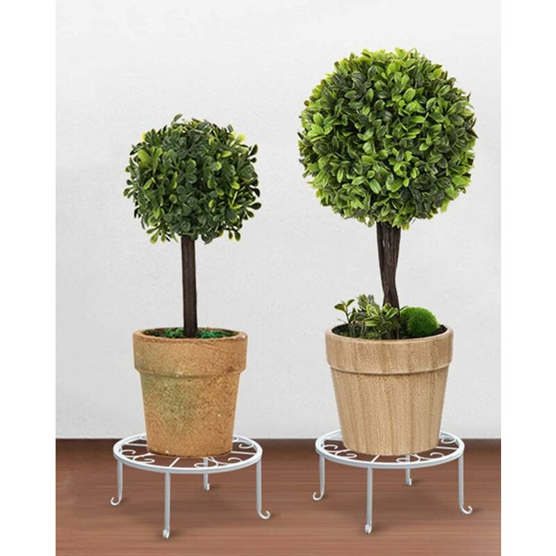 9" Rust Resistant Wrought Iron Metal Plant Pot Stand White V1188-MS-227-1502