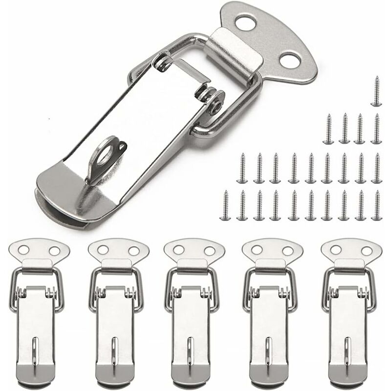 6 pcs Lever Latch Spring Loaded Catch, 72Mm Toggle Spring Loaded Latch With Hook For Cabinet, Box, Drawer, V1188-MS-227-1511