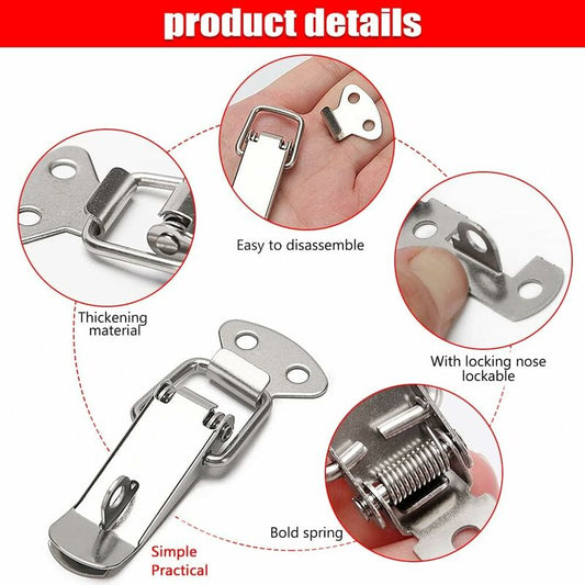 6 pcs Lever Latch Spring Loaded Catch, 72Mm Toggle Spring Loaded Latch With Hook For Cabinet, Box, Drawer, V1188-MS-227-1511