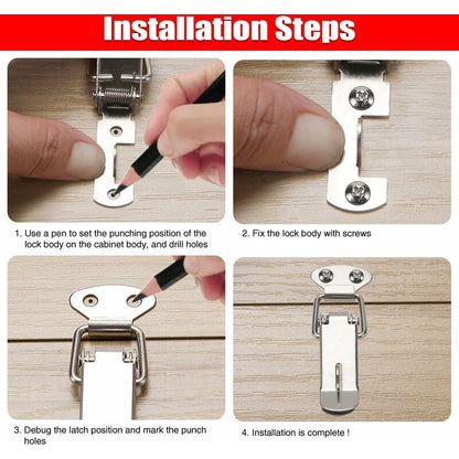 6 pcs Lever Latch Spring Loaded Catch, 72Mm Toggle Spring Loaded Latch With Hook For Cabinet, Box, Drawer, V1188-MS-227-1511