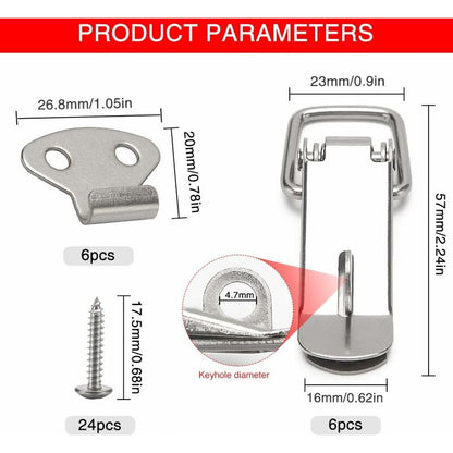 6 pcs Lever Latch Spring Loaded Catch, 72Mm Toggle Spring Loaded Latch With Hook For Cabinet, Box, Drawer, V1188-MS-227-1511