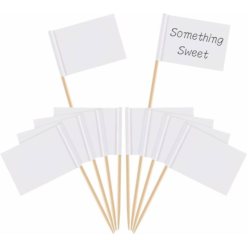 Toothpick Flags Empty White Cheese Markers Labels White For Party Cake Cheeseplate Food Appetizers(100 pcs) V1188-MS-227-1514