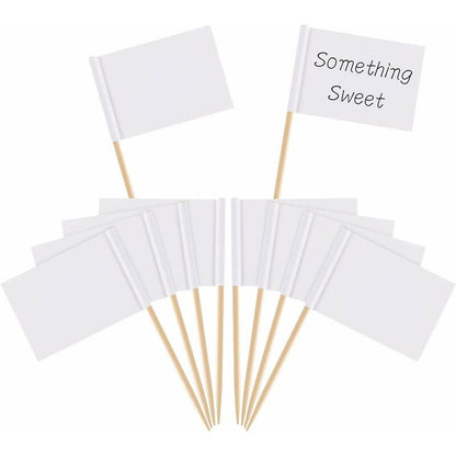 Toothpick Flags Empty White Cheese Markers Labels White For Party Cake Cheeseplate Food Appetizers(100 pcs) V1188-MS-227-1514