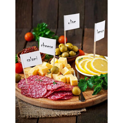 Toothpick Flags Empty White Cheese Markers Labels White For Party Cake Cheeseplate Food Appetizers(100 pcs) V1188-MS-227-1514