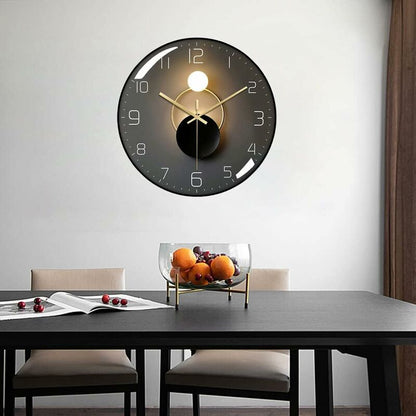 Modern Silent Wall Clock, 30Cm Diameter ROund Digital Quartz Wall Clock, Suitable For Living ROom, Office, V1188-MS-227-1517