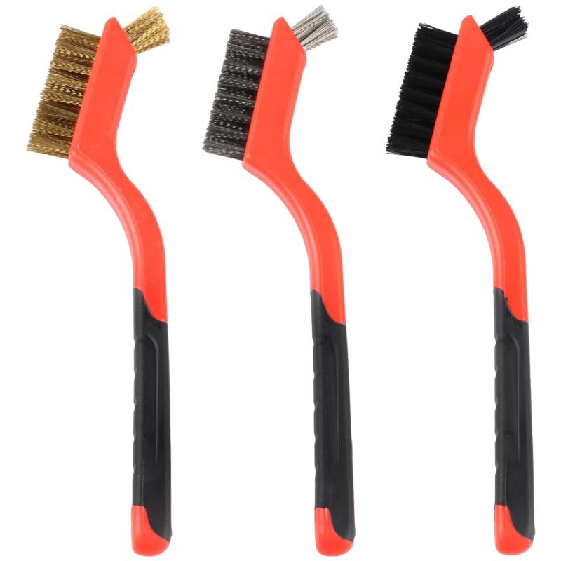 3 pcs Wire Brushes Set Stainless Steel Brass Carbon Nylon Scrub Brushes For Cleaning Welding Slag Stripping V1188-MS-227-1520