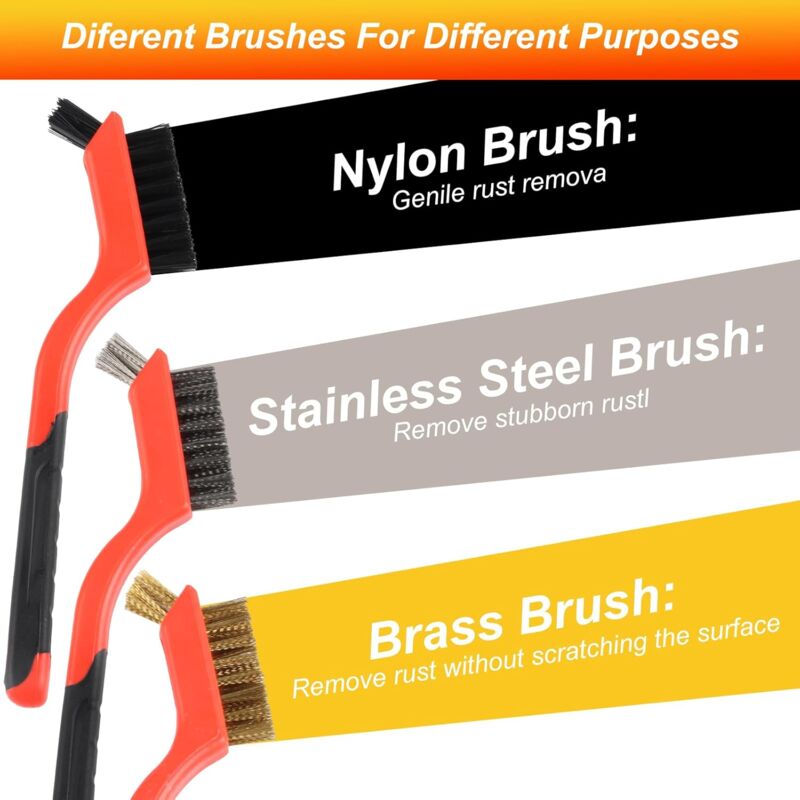 3 pcs Wire Brushes Set Stainless Steel Brass Carbon Nylon Scrub Brushes For Cleaning Welding Slag Stripping V1188-MS-227-1520