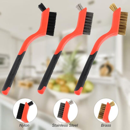 3 pcs Wire Brushes Set Stainless Steel Brass Carbon Nylon Scrub Brushes For Cleaning Welding Slag Stripping V1188-MS-227-1520