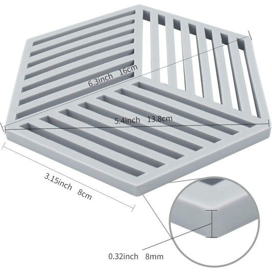 Kitchen Pot Coaster Tapis De Protection En Silicone Teffa (Gris, Raya Hexagonal: 160X138X8Mm) V1188-MS-227-1521