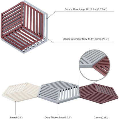 Kitchen Pot Coaster Tapis De Protection En Silicone Teffa (Gris, Raya Hexagonal: 160X138X8Mm) V1188-MS-227-1521