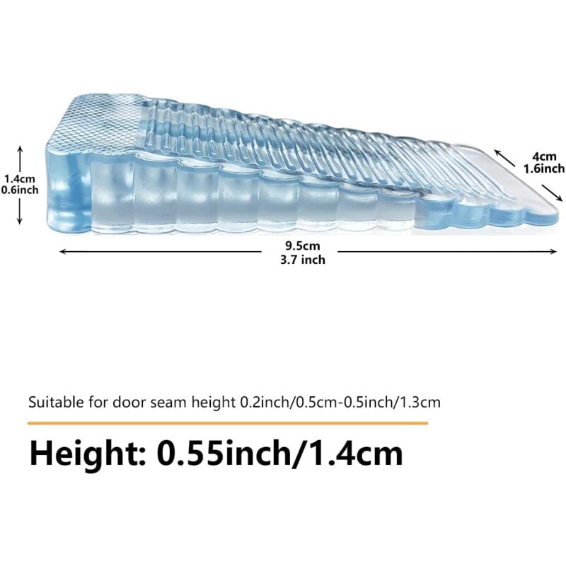 4 pcs Transparent Door Wedge Soft Rubber Non-Slip Block Adjustable Height Door Stopper For Tile, Floor, V1188-MS-227-1524