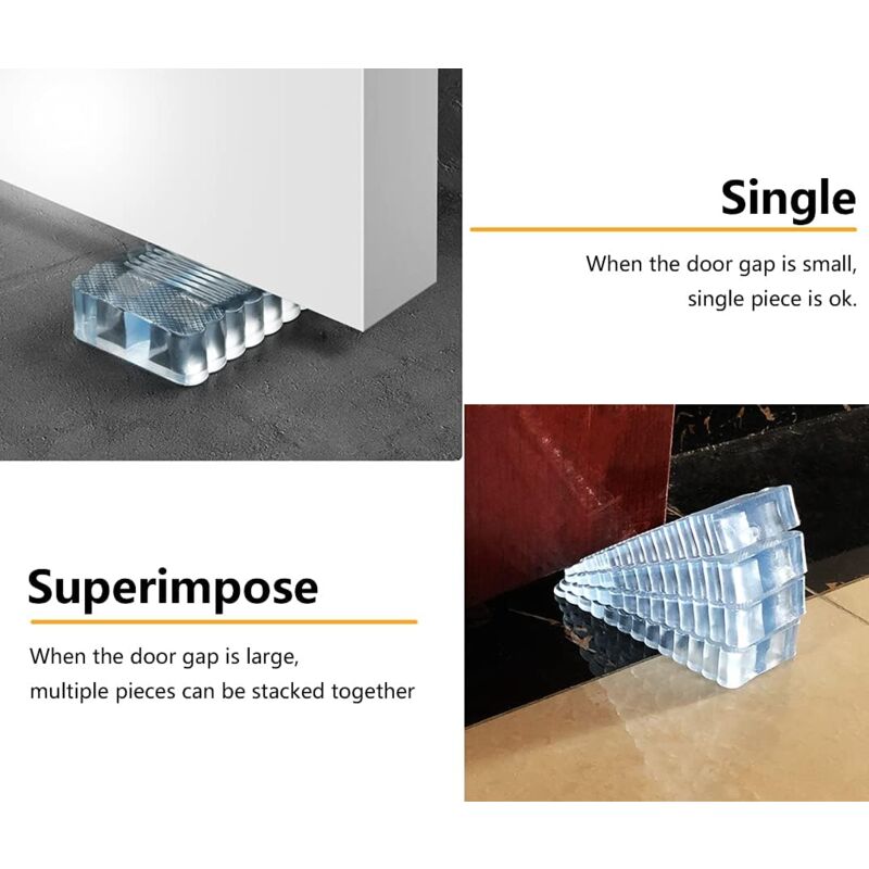 4 pcs Transparent Door Wedge Soft Rubber Non-Slip Block Adjustable Height Door Stopper For Tile, Floor, V1188-MS-227-1524