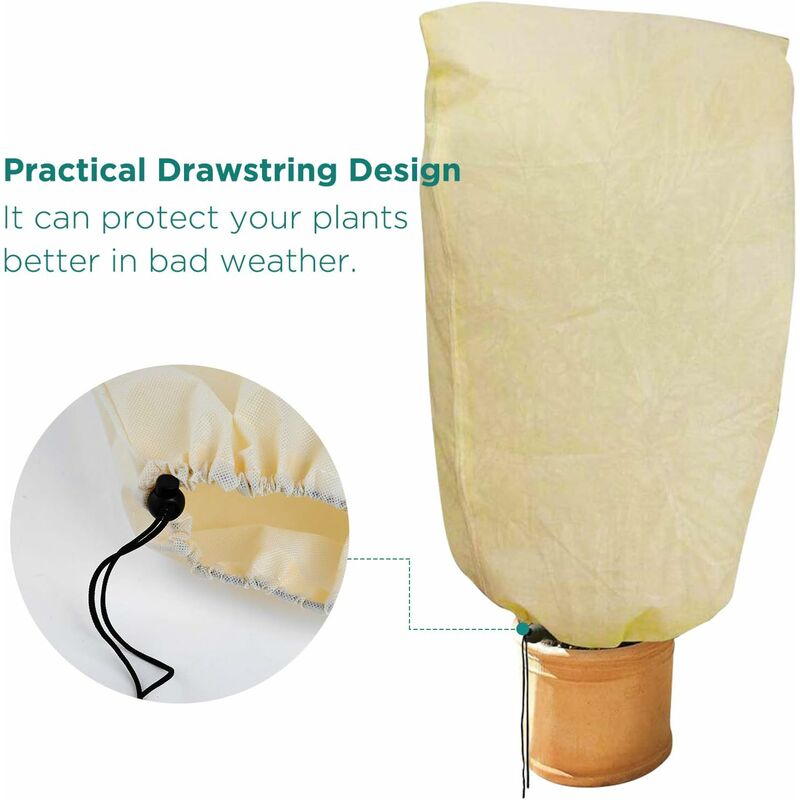 2 Pieces Plant Winter Protection Bags Winter Protection For Potted Plants, Beige, Solid, 100 X 80 Cm V1188-MS-227-1526