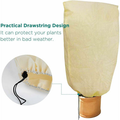 2 Pieces Plant Winter Protection Bags Winter Protection For Potted Plants, Beige, Solid, 100 X 80 Cm V1188-MS-227-1526