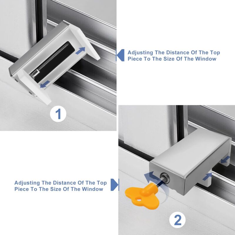 2 pcs With Key Aluminum Alloy Door Frame Security Lock Adjustable Sliding Double Window Locks Steel Safety V1188-MS-227-1528