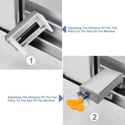 2 pcs With Key Aluminum Alloy Door Frame Security Lock Adjustable Sliding Double Window Locks Steel Safety V1188-MS-227-1528