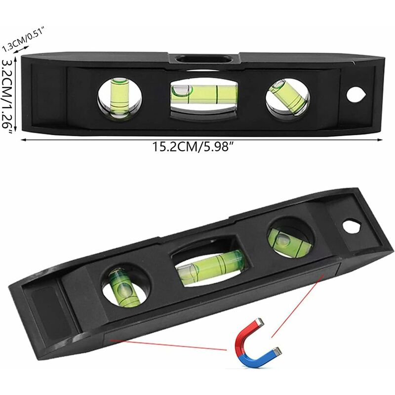 Compact Level, 3 Level Magnetic Level Bubble Measuring Tool Abs And Acrylic Level Measuring Tool V1188-MS-227-1534