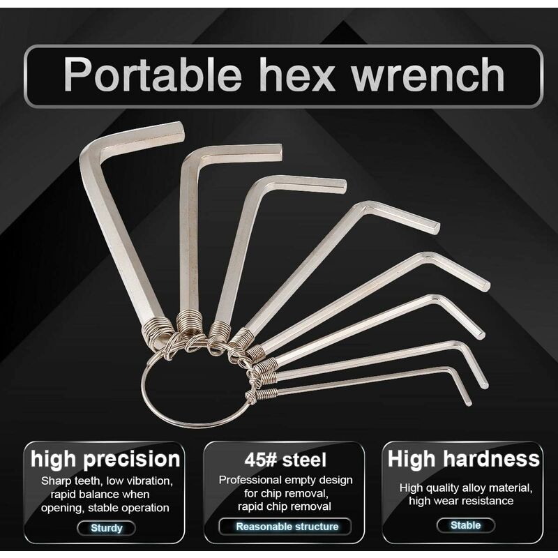 8 pcs Practical Metric Hex Allen Key Wrench Set For Repair 1.5/2/2.5/3/3.5/4/5/6Mm (Silver) V1188-MS-227-1536