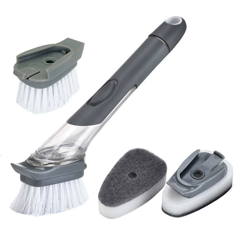 4 Pack Replaceable Brushes Dish Brush Refills, 2 In 1 Sponge And Bristle Brushes For Dish Washing, Easy V1188-MS-227-1537