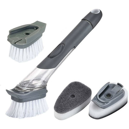4 Pack Replaceable Brushes Dish Brush Refills, 2 In 1 Sponge And Bristle Brushes For Dish Washing, Easy V1188-MS-227-1537