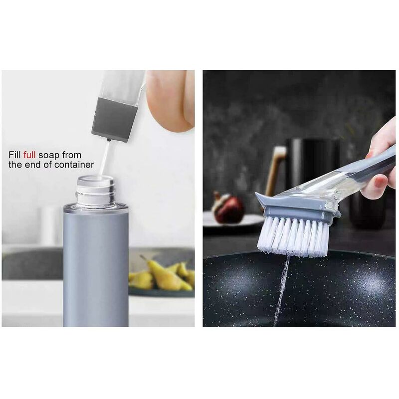 4 Pack Replaceable Brushes Dish Brush Refills, 2 In 1 Sponge And Bristle Brushes For Dish Washing, Easy V1188-MS-227-1537