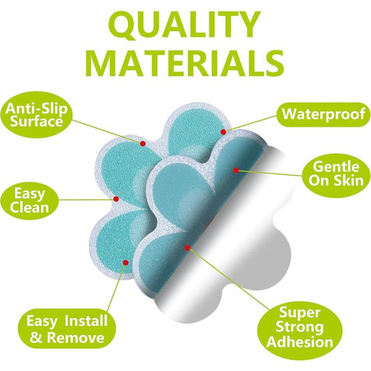 Pack Of 10 Waterproof Non-Slip Shower Stickers With Premium Scraper (Flower Design, Size 9.5 X 9.5 Cm) V1188-MS-227-1538