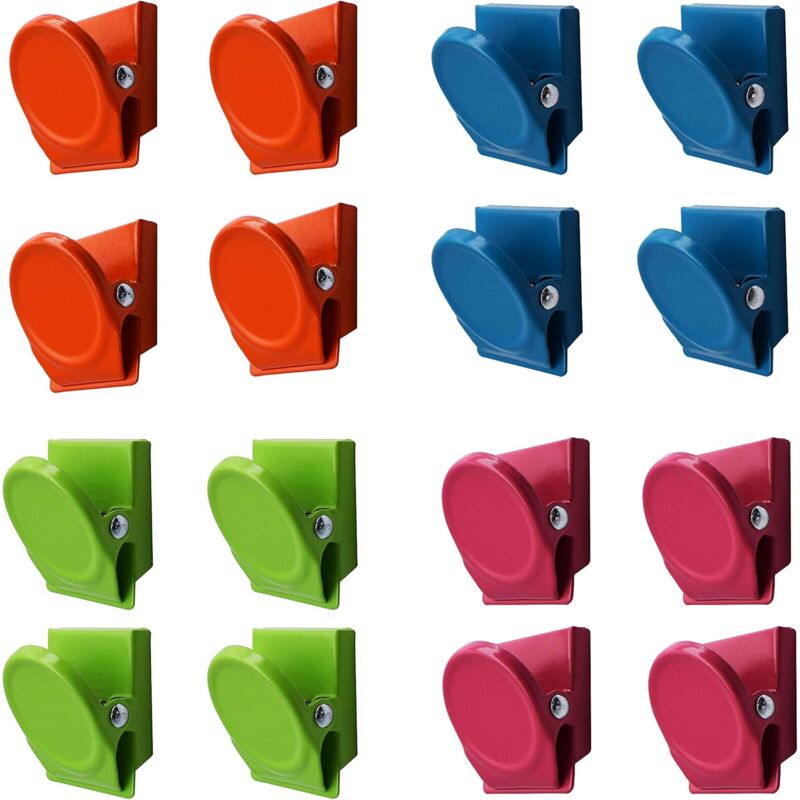 16 pcs Multi Color Metal Magnetic Clips, Fridge Whiteboard Wall Memo Note Magnetic Clip V1188-MS-227-1541