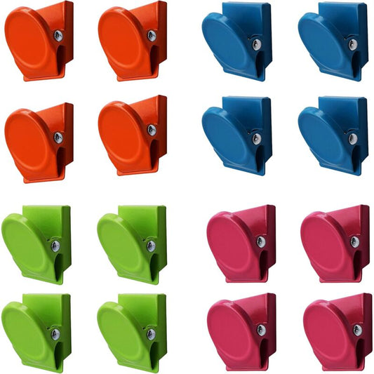 16 pcs Multi Color Metal Magnetic Clips, Fridge Whiteboard Wall Memo Note Magnetic Clip V1188-MS-227-1541