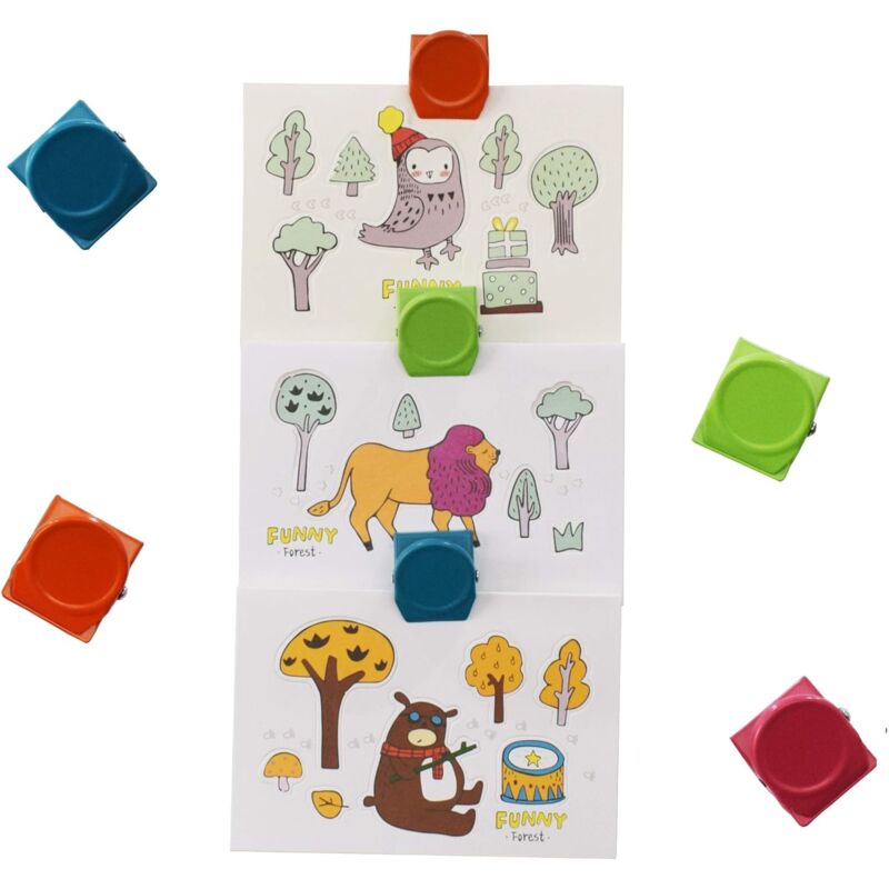 16 pcs Multi Color Metal Magnetic Clips, Fridge Whiteboard Wall Memo Note Magnetic Clip V1188-MS-227-1541