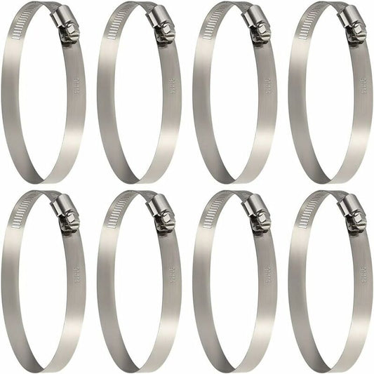 8 pcs Hose Clamp, Adjustable 91-114Mm Stainless Steel Hose Clips Sizes For Fixing Hoses And Pipes V1188-MS-227-1543