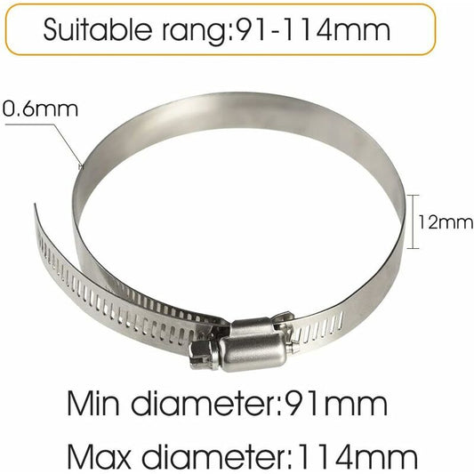 8 pcs Hose Clamp, Adjustable 91-114Mm Stainless Steel Hose Clips Sizes For Fixing Hoses And Pipes V1188-MS-227-1543