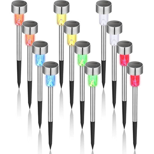 Colorful Outdoor Solar Garden Lights Stainless Steel LED Lights 12 pcs Wireless For Outdoor, 4.529.5Cm V1188-MS-227-1548