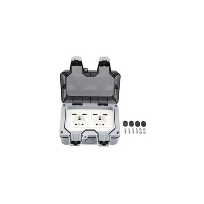 Outdoor Double Wall Socket With Usb Waterproof Heavy Duty Electrical Outlet With Wall Box (Double) V1188-MS-227-1552