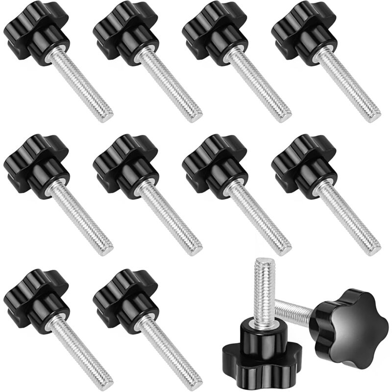 10 pcs M8X40 Female Thread Nut Clamping Handle Star Shape Hand Knobs Black Plastic Screw-In Handle Clamping V1188-MS-227-1554