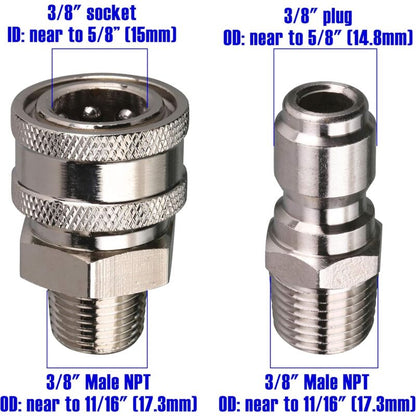 Pressure Washer Quick Connect Adapter Kit, 9.5Mm Male Thread, 5000 Psi 1 3/8'' Quick Connect Kit -Male V1188-MS-227-1555