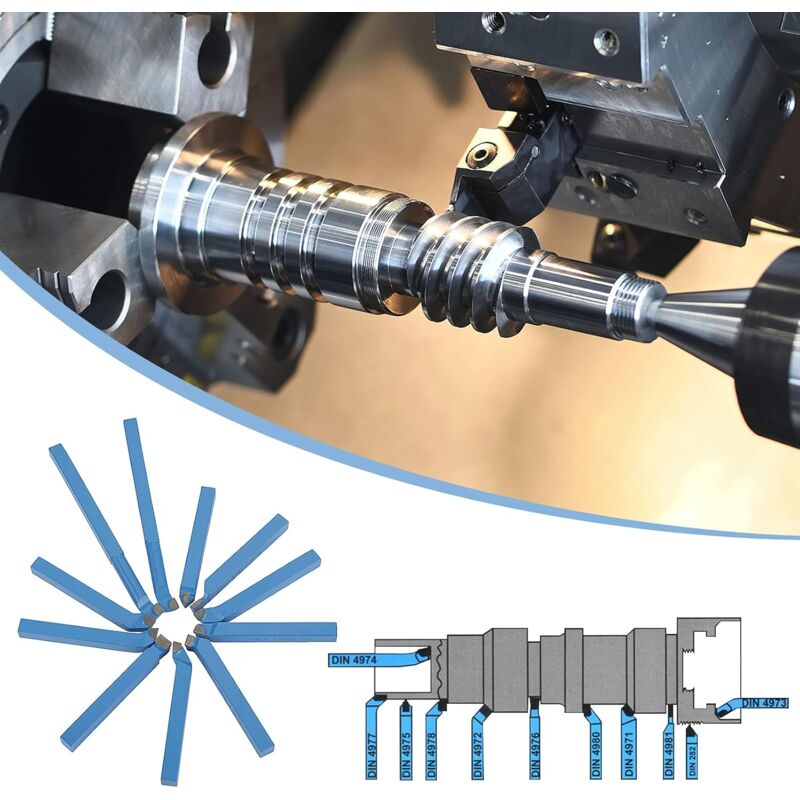 Universal Lathe Tools Milling Cutting Turning Tool Set, 11 pcs Carbide Tipped Cutting Tool Set, High V1188-MS-227-1557