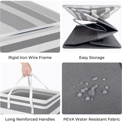 2 Pack Large Foldable Laundry Basket With Easy Carry Handles, Waterproof And Extended Handles For Storing And V1188-MS-227-1560
