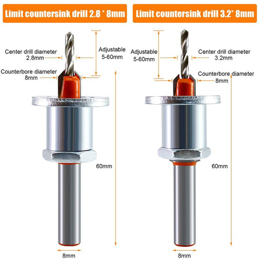 2 pcs Wood Drill Bits, Hss Drill Bit Set, 8Mm Steel Countersink Drill Bits, Countersink Drill Bit Set For V1188-MS-227-1565