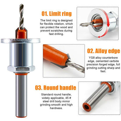 2 pcs Wood Drill Bits, Hss Drill Bit Set, 8Mm Steel Countersink Drill Bits, Countersink Drill Bit Set For V1188-MS-227-1565