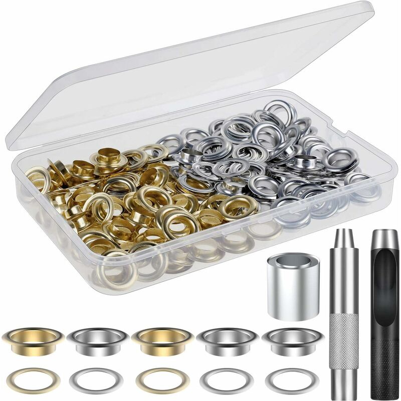 Grommet Kit 100 Set Grommets Eyelets Kit For Leather, Canvas, Tent, Awning (1/2 Inch) V1188-MS-227-1567