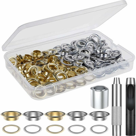 Grommet Kit 100 Set Grommets Eyelets Kit For Leather, Canvas, Tent, Awning (1/2 Inch) V1188-MS-227-1567
